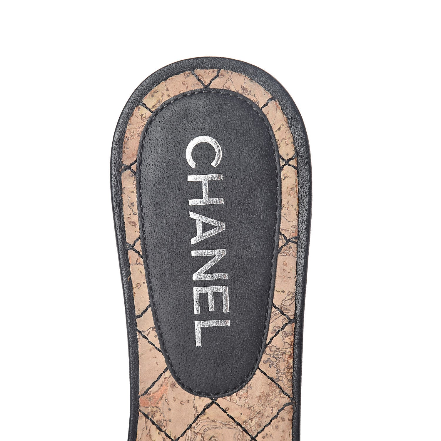 Chanel Lambskin Cork Camellia Sandals 37 Black 5 of 7