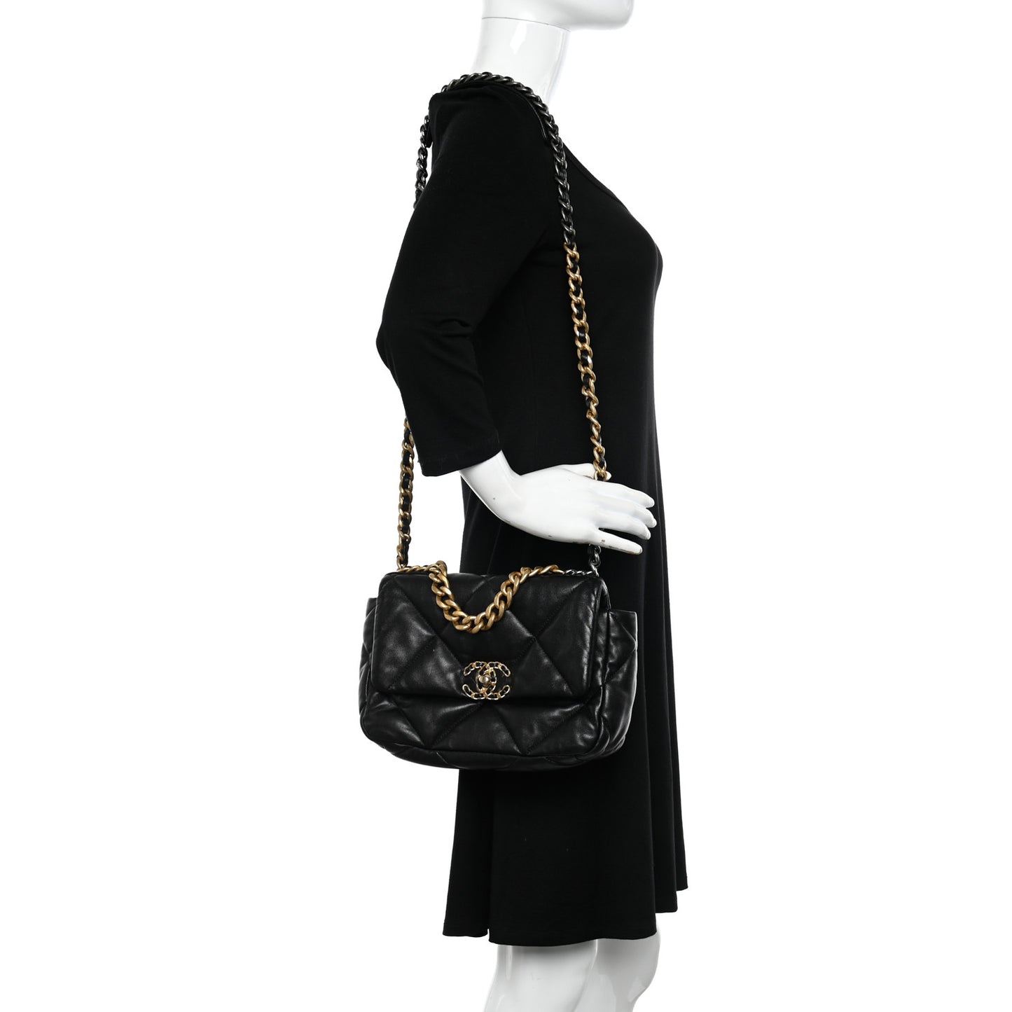 Lambskin Quilted Medium Chanel 19 Flap Black