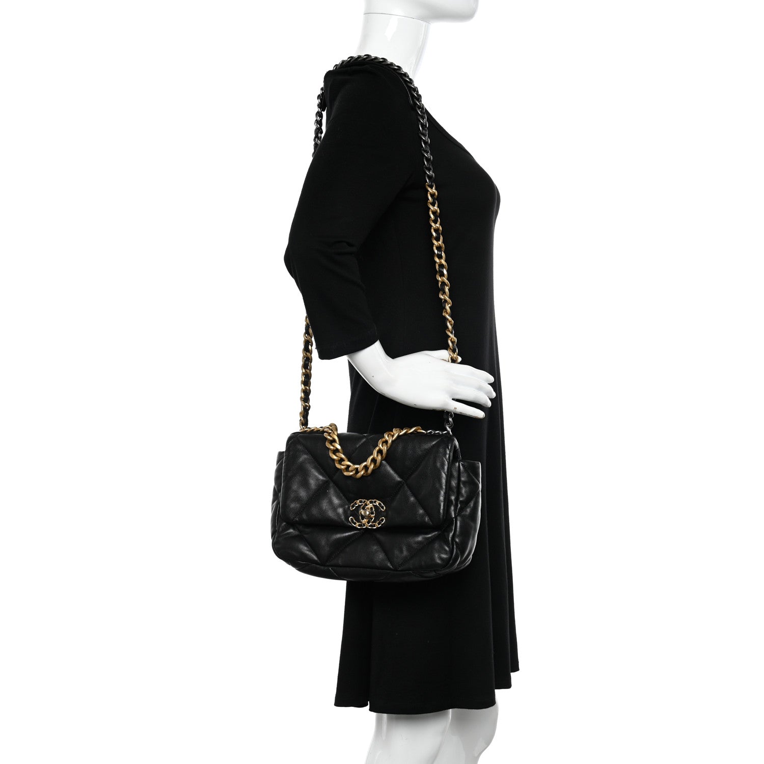 Chanel Lambskin Quilted Medium Chanel 19 Flap Black 2 of 10