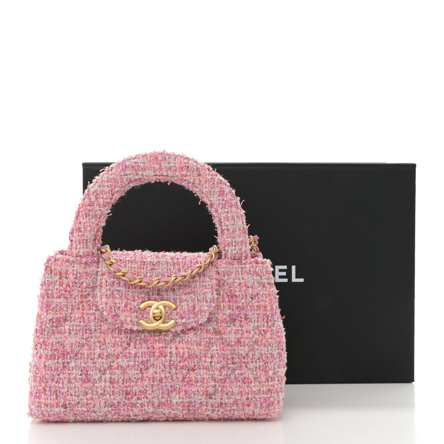 Chanel Tweed Quilted Nano Kelly Shopper Pink 12 of 12