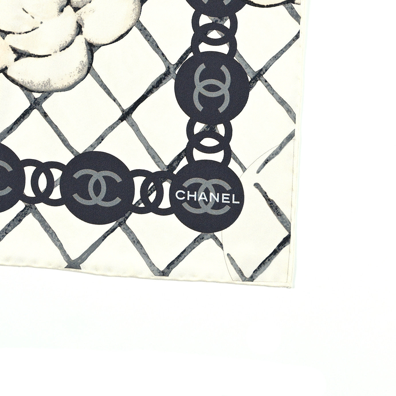 Chanel Silk Camellia CC Square Scarf Ivory 2 of 4