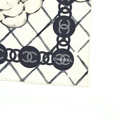Chanel Silk Camellia CC Square Scarf Ivory 2 of 4