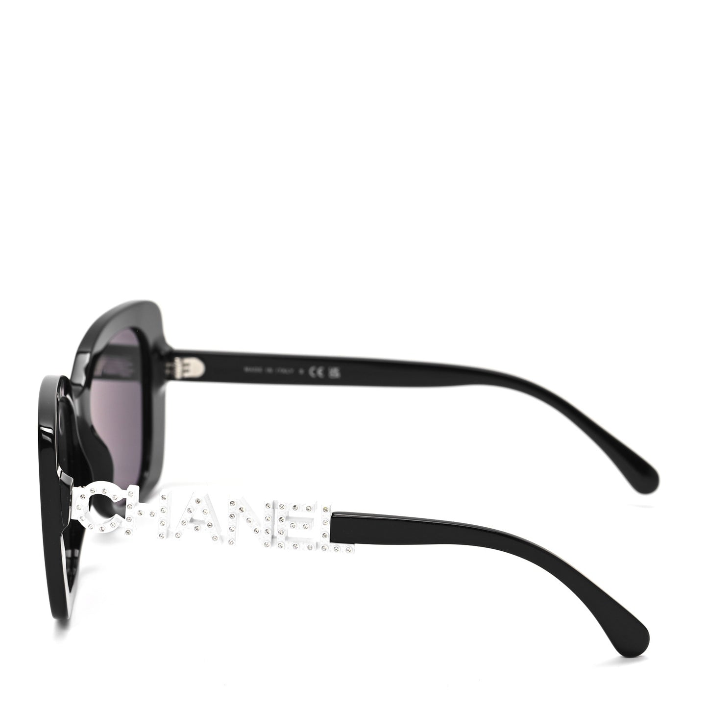 Acetate Strass Square Sunglasses 5422-B Black White