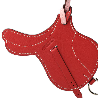Hermes Swift Paddock Selle Horse Saddle Bag Charm Rouge Rose Sakura 3 of 3