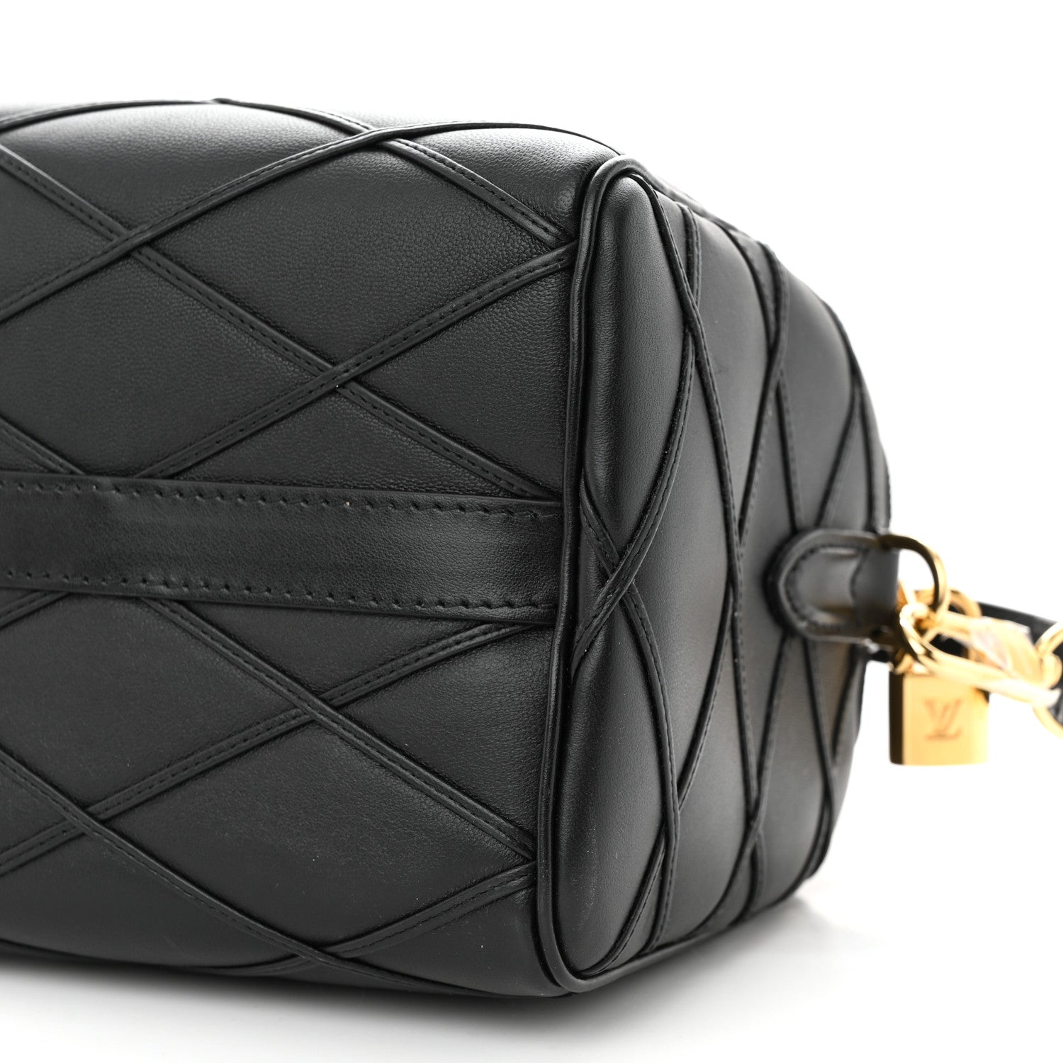 Louis Vuitton Lambskin Malletage Speedy Bandouliere 25 Black 9 of 9