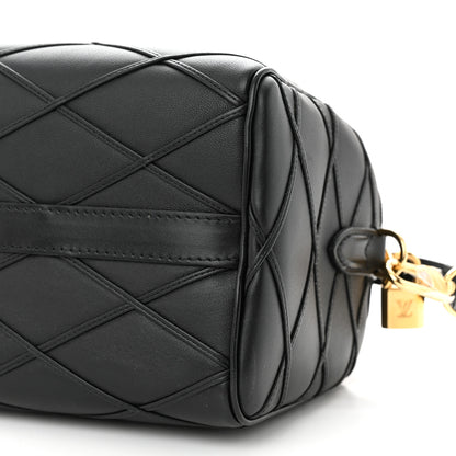 Louis Vuitton Lambskin Malletage Speedy Bandouliere 25 Black 9 of 9