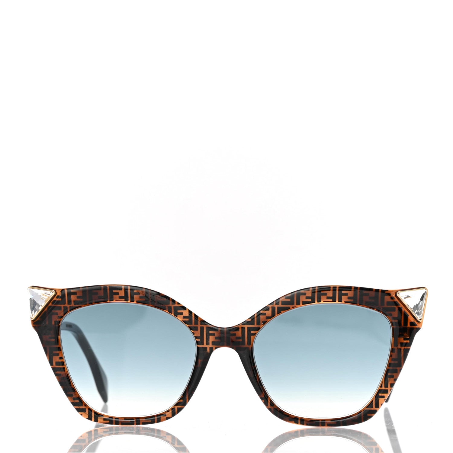 Fendi Acetate Metal FF Cat Eye Iridia Sunglasses FF 0357/S Havana 2 of 6
