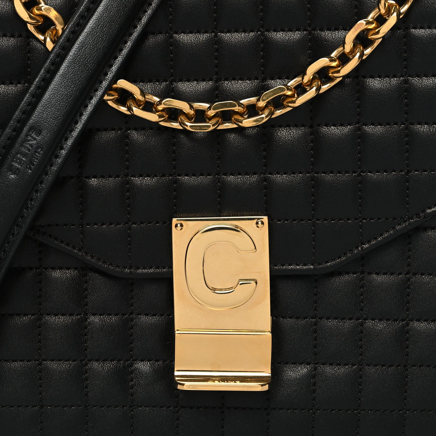 Celine Calfskin Quilted Medium C Bag Black 9 of 11