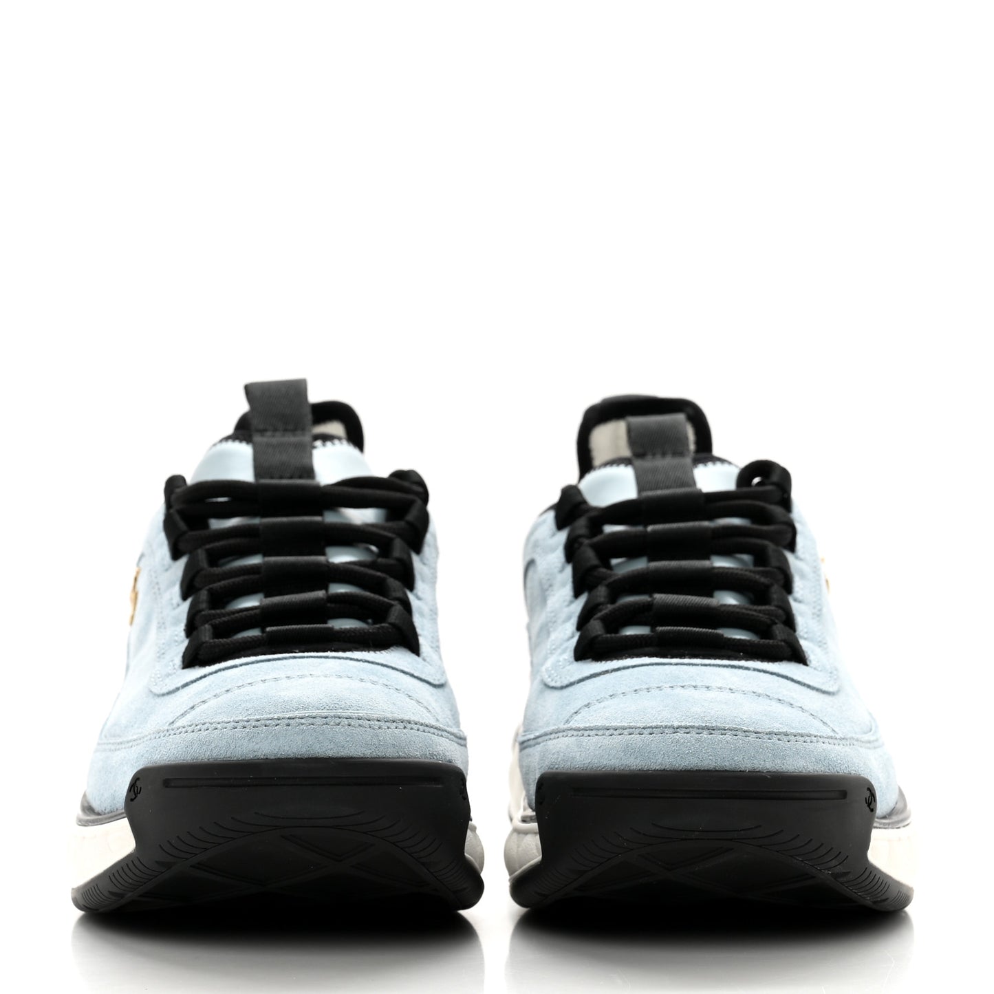 Suede Calfskin Nylon Grosgrain CC Sneakers 40 Light Blue