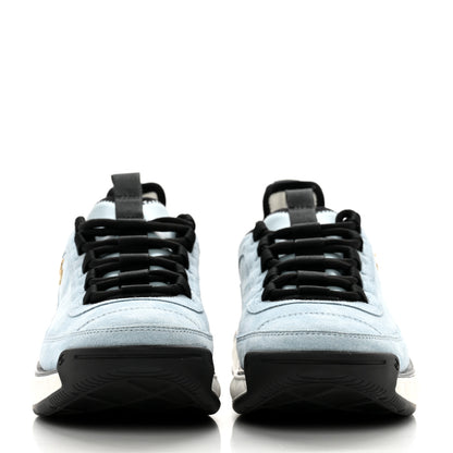 Chanel Suede Calfskin Nylon Grosgrain CC Sneakers 40 Light Blue 2 of 9