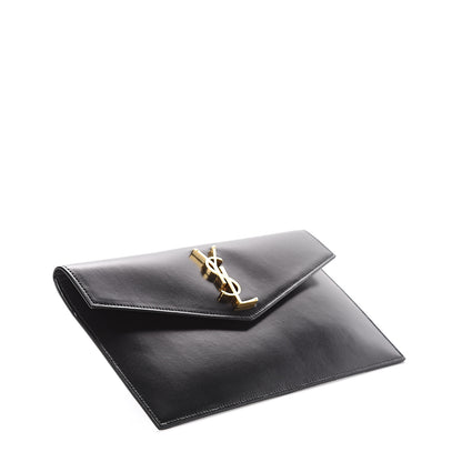 Saint Laurent Smooth Shiny Calfskin Monogram Uptown Pouch Black 3 of 6