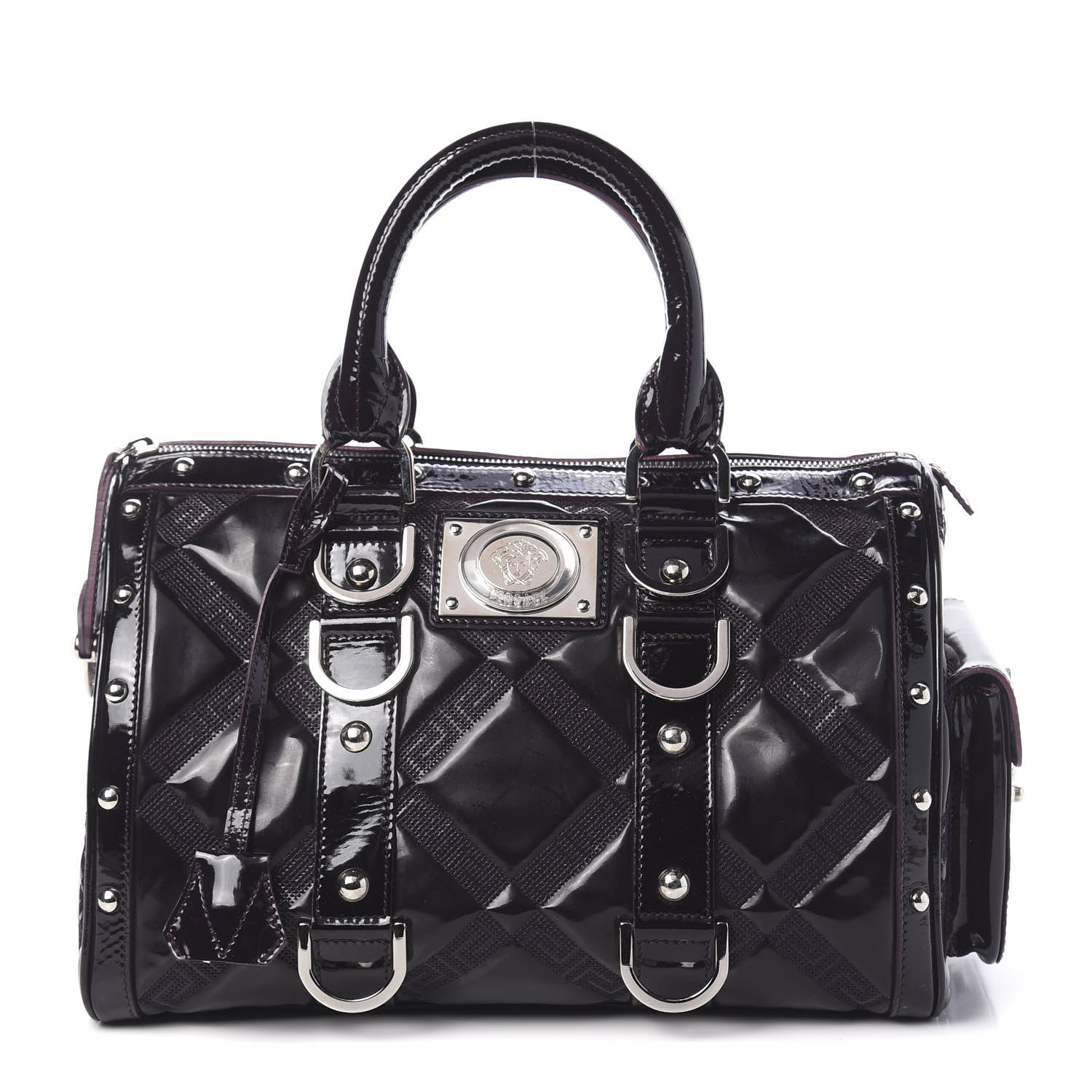 Versace Patent Madonna Satchel Dark Purple 1 of 11