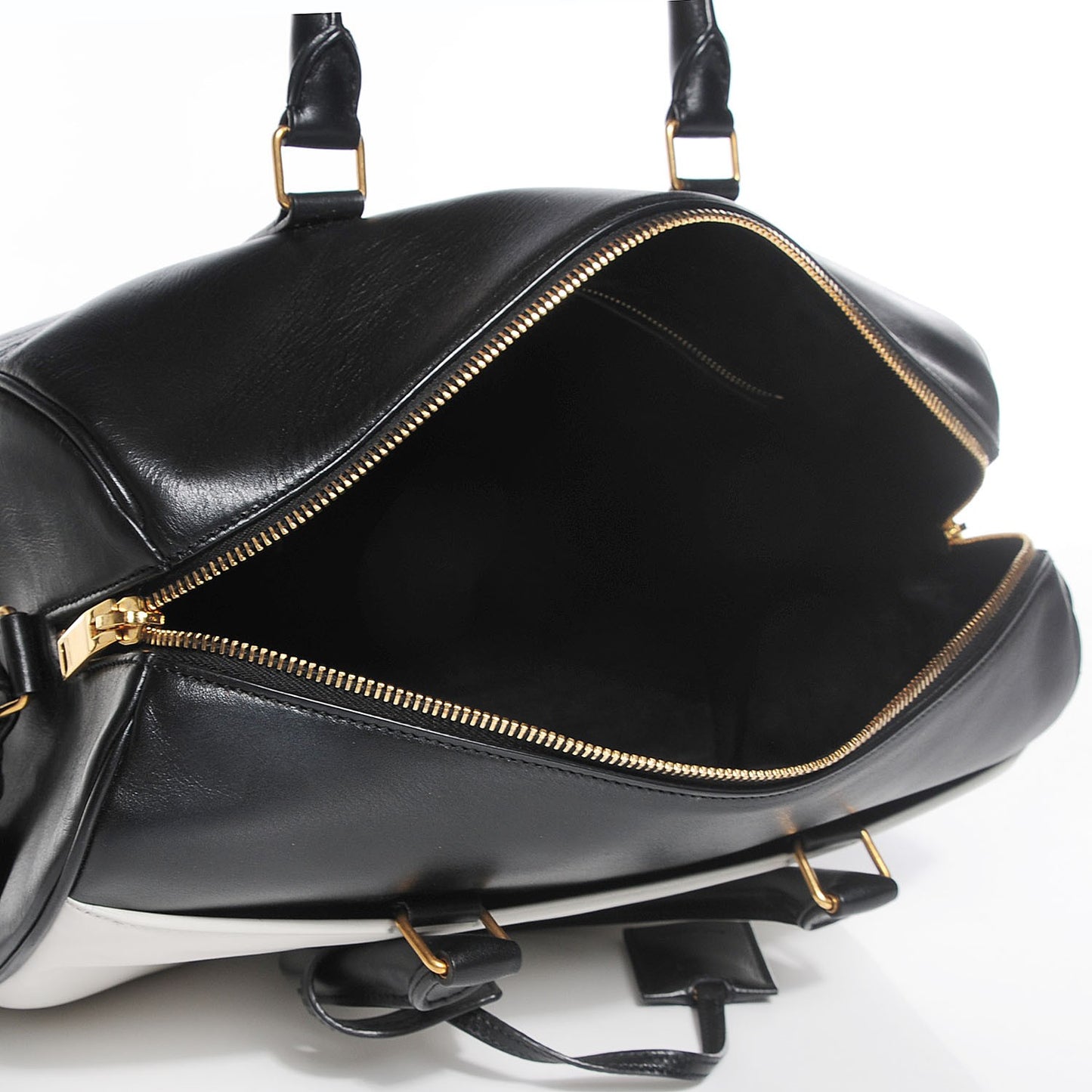 Smooth Calfskin Small Bi Color Duffle 6 Black White
