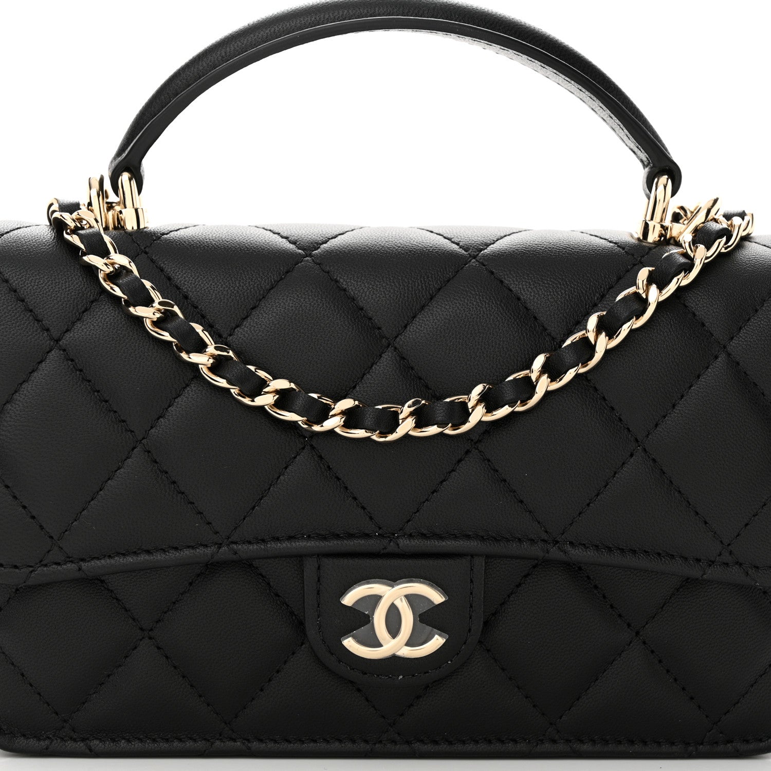 Chanel Lambskin Quilted Flap Phone Holder With Chain Black 9 of 12