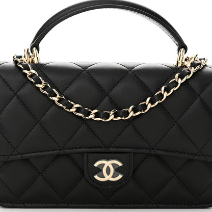 Chanel Lambskin Quilted Flap Phone Holder With Chain Black 9 of 12