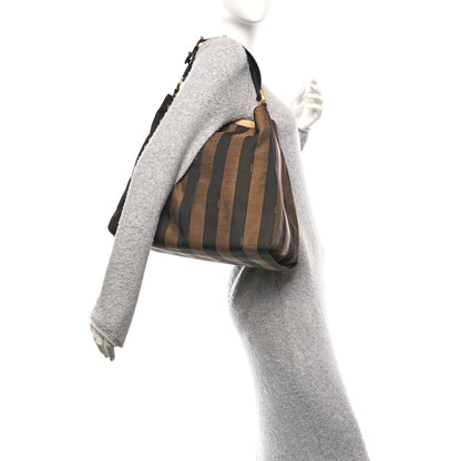 Fendi Pequin Cuoio Vegetale Large Hobo Tobacco Black Cuoio 2 of 10