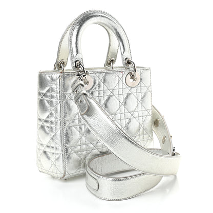 Christian Dior Metallic Grained Calfskin Cannage Small Lucky Badges My Lady Dior Silver 3 of 10