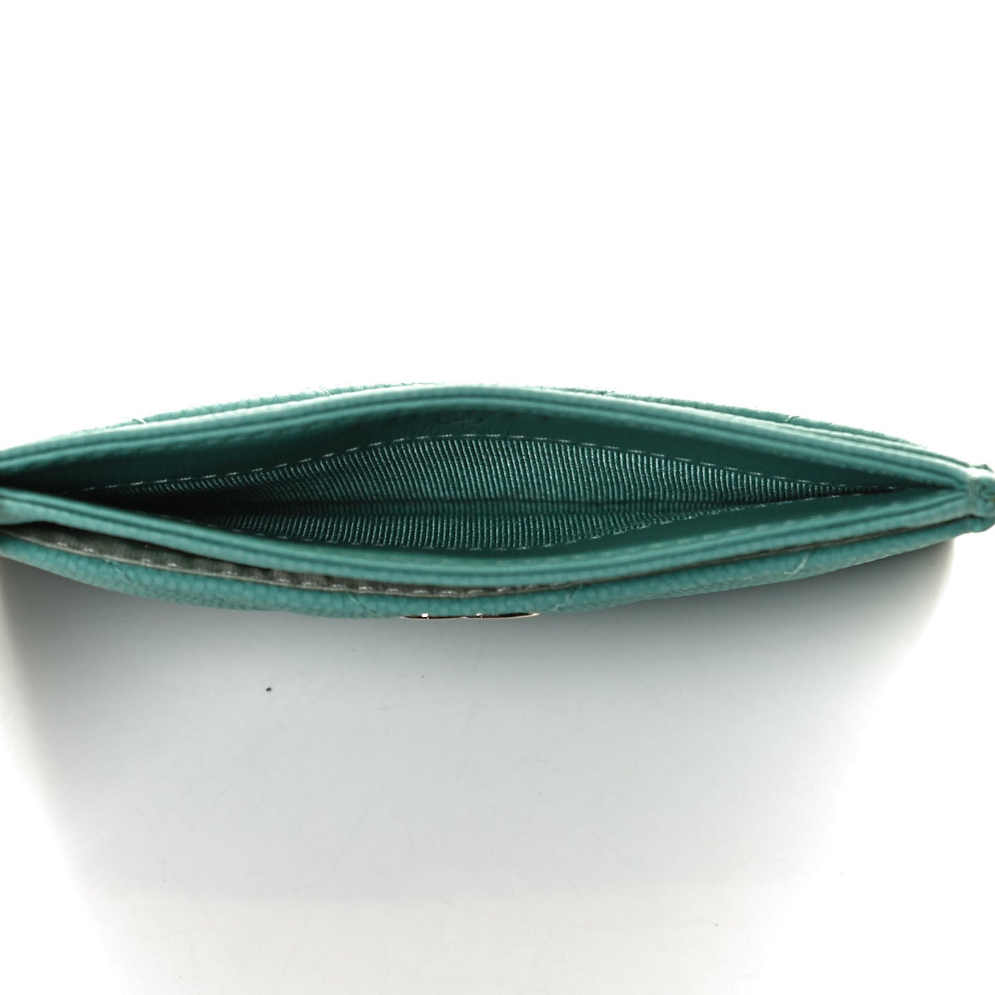 Caviar Chevron Quilted Card Holder Turquoise