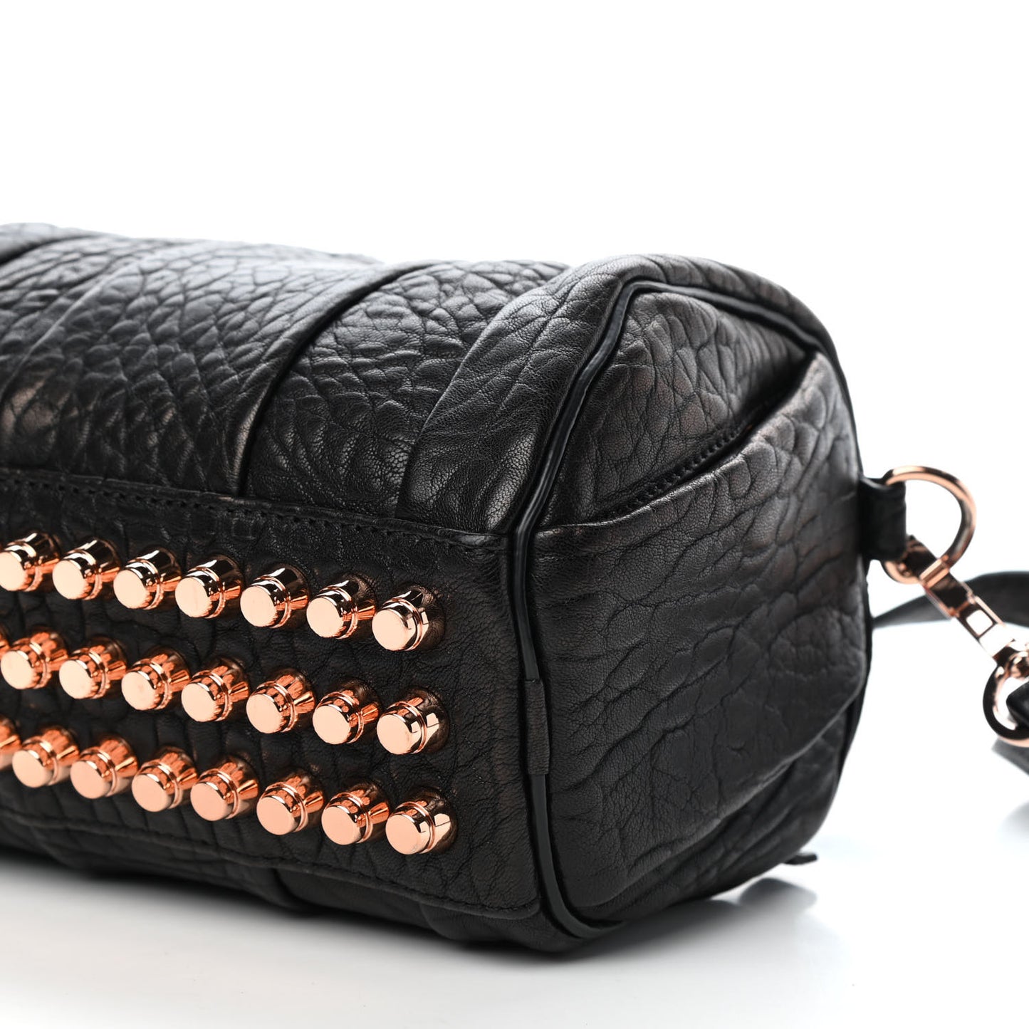 Pebbled Lambskin Mini Rockie Black Rose Gold Hardware