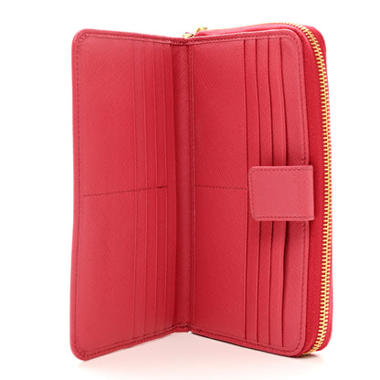 Prada Saffiano Metal Zip Around Wallet Peonia 6 of 7