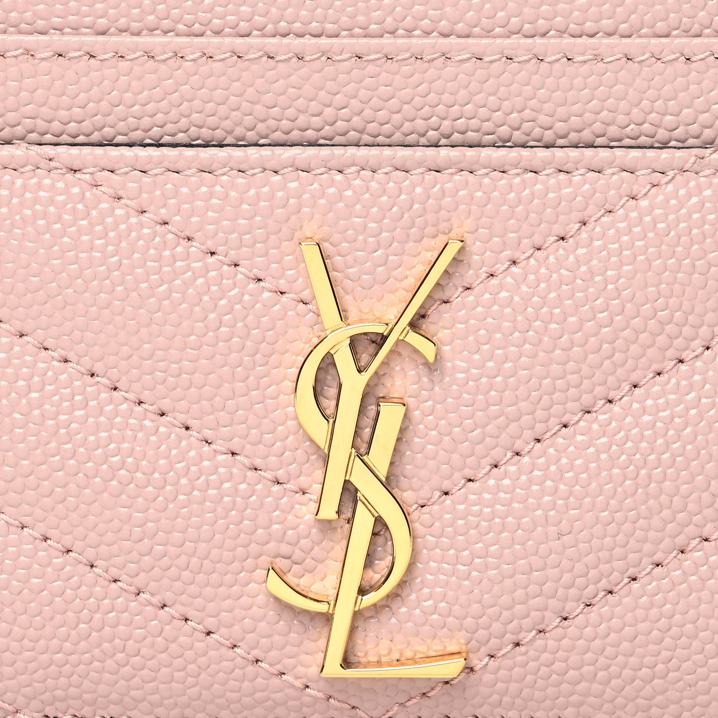 Grain De Poudre Matelasse Chevron Monogram Credit Card Case Pale Pink