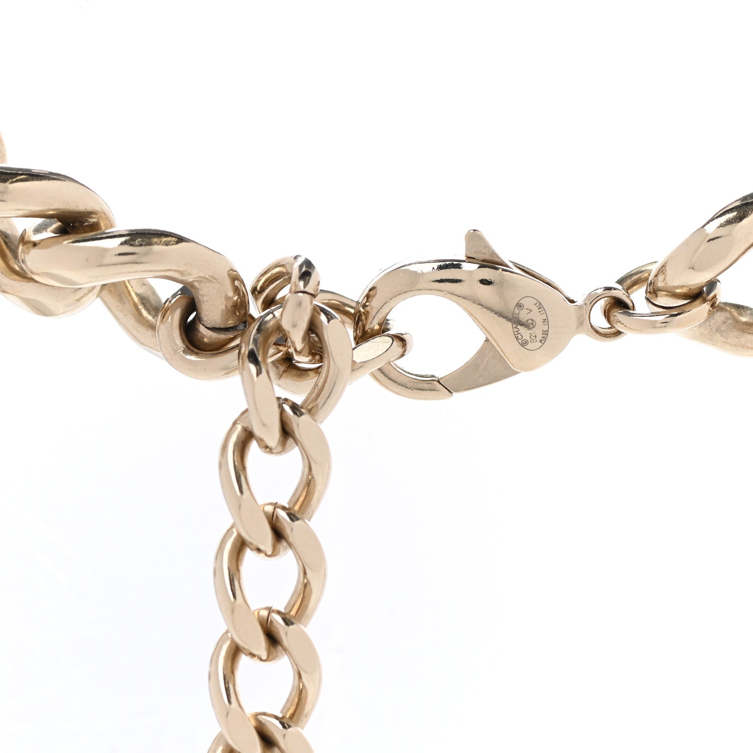 Chanel Crystal CC Chain Link Choker Necklace Gold 5 of 7