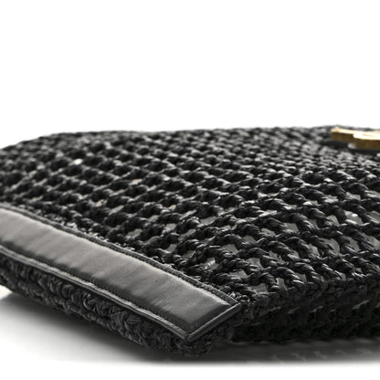 Saint Laurent Raffia Calfskin Oxalis Shoulder Bag Black 9 of 10