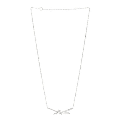 Tiffany 18K White Gold Diamond Knot Pave Necklace 3 of 5