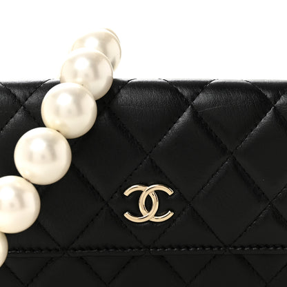 Chanel Calfskin Quilted Maxi Pearls Clutch With Chain Black 9 of 11