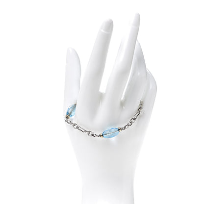 David Yurman Sterling Silver 18K Yellow Gold Blue Topaz Figaro Bracelet 2 of 5