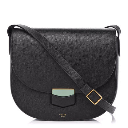 Celine Grained Calfskin Compact Trotteur Black 1 of 9