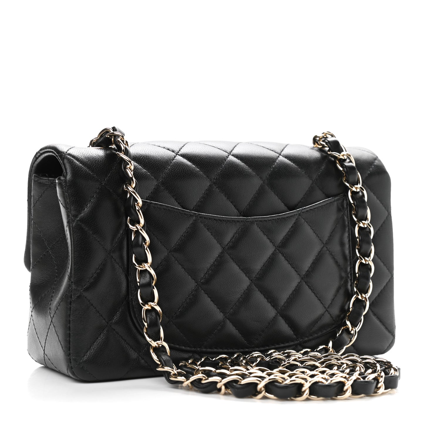 Lambskin Quilted Mini Rectangular Flap Black