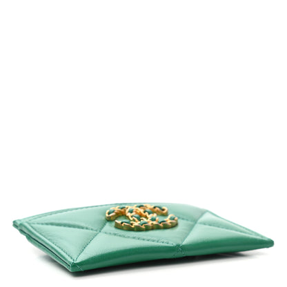 Chanel Lambskin Quilted Chanel 19 Card Holder Green 4 of 8