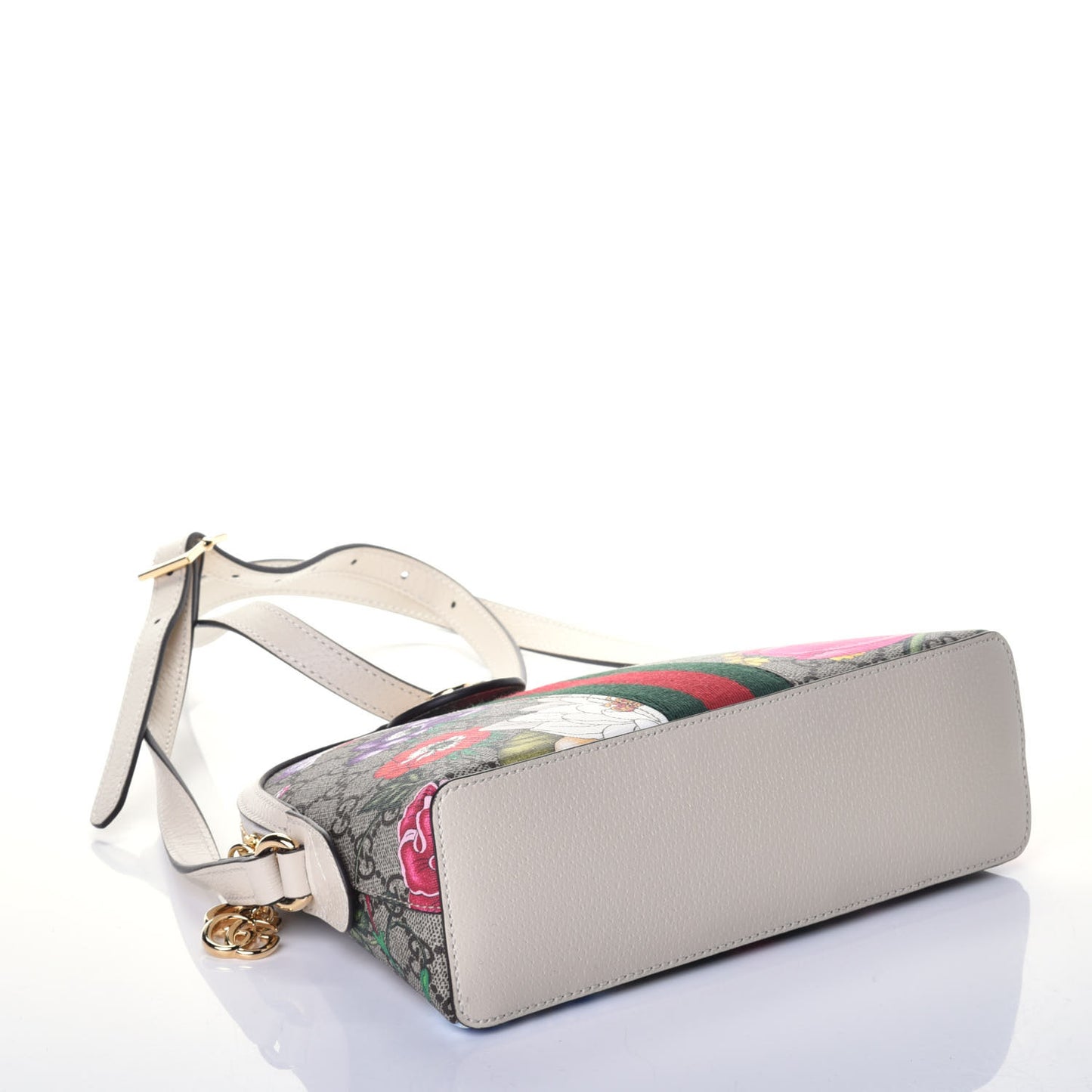GG Supreme Monogram Flora Web GG Small Ophidia Dome Shoulder Bag White