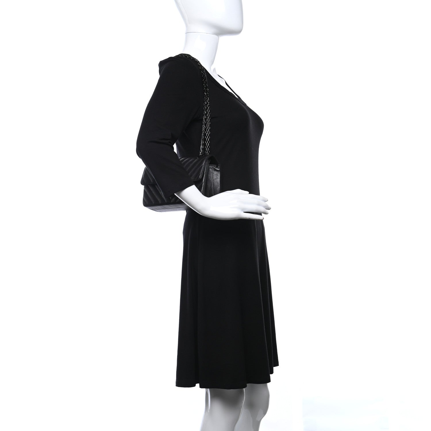 Chanel Aged Calfskin Chevron Quilted 2.55 Reissue Mini Flap Black 2 of 10