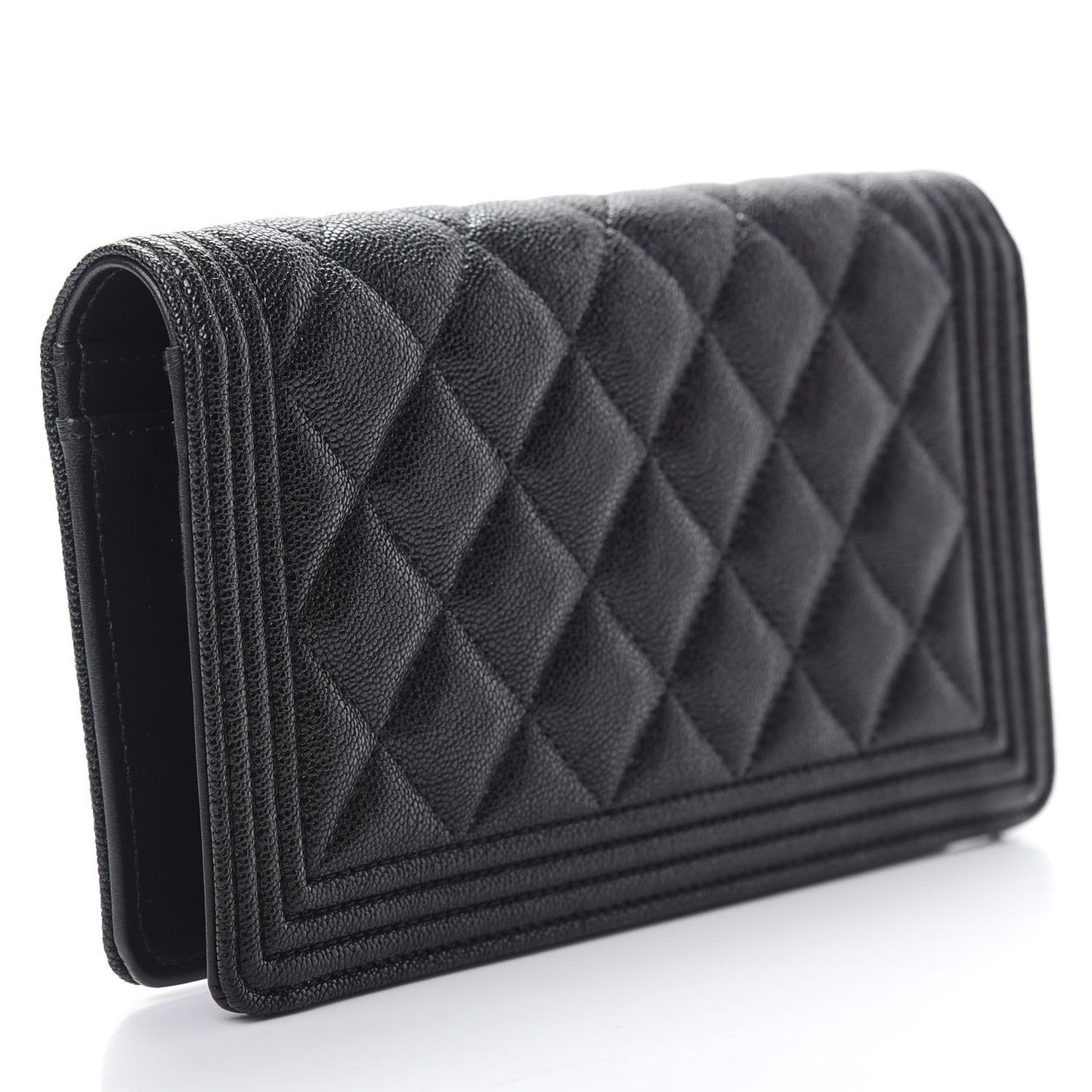 Caviar Quilted Boy Yen Wallet Black
