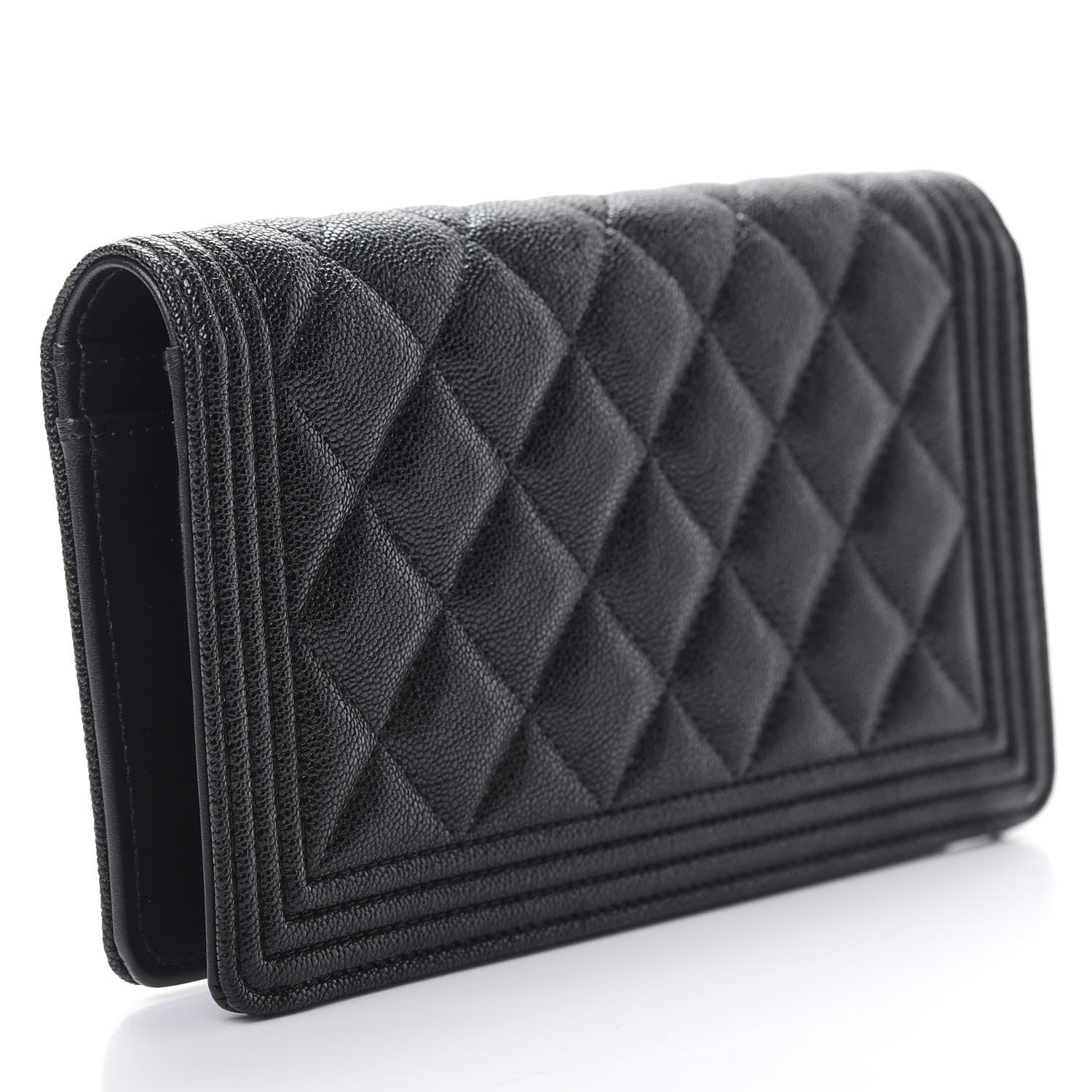 Chanel Caviar Quilted Boy Yen Wallet Black 3 of 9