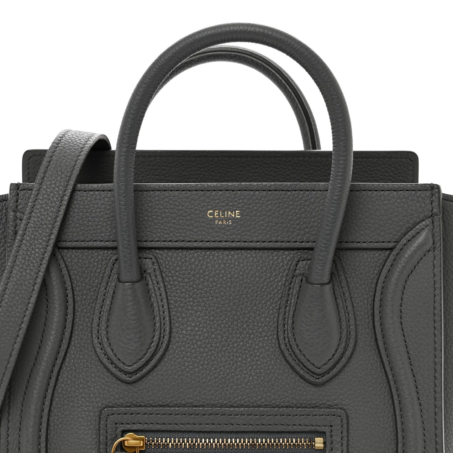 Drummed Calfskin Nano Luggage Kohl