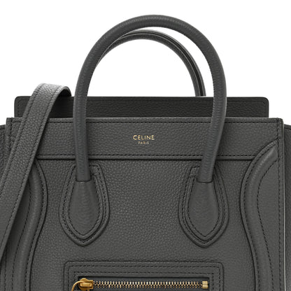 Celine Drummed Calfskin Nano Luggage Kohl 5 of 10