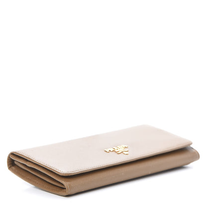 Prada Saffiano Metal Continental Flap Wallet Caramel 4 of 10