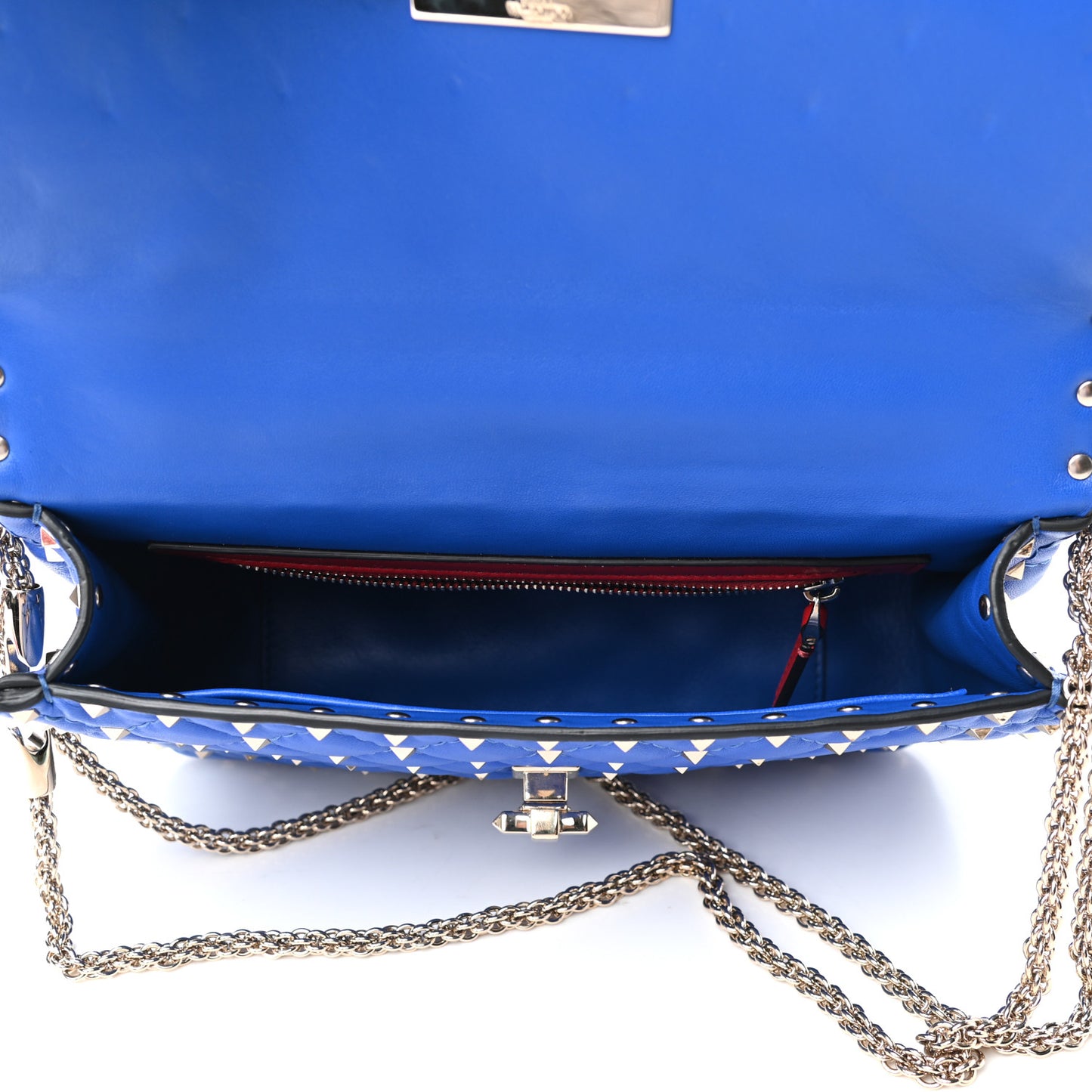 Nappa Medium Rockstud Spike Shoulder Bag Acid Blue