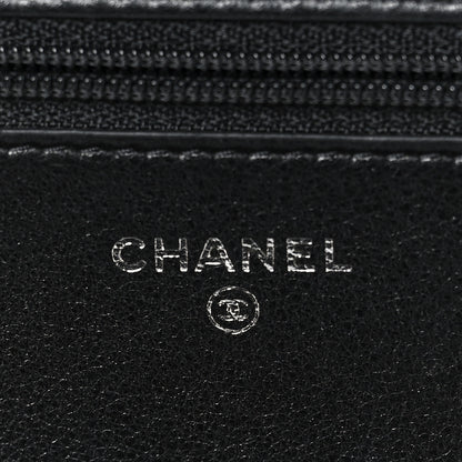 Chanel Galuchat Stingray Lambskin Boy Wallet On Chain WOC Black 6 of 12