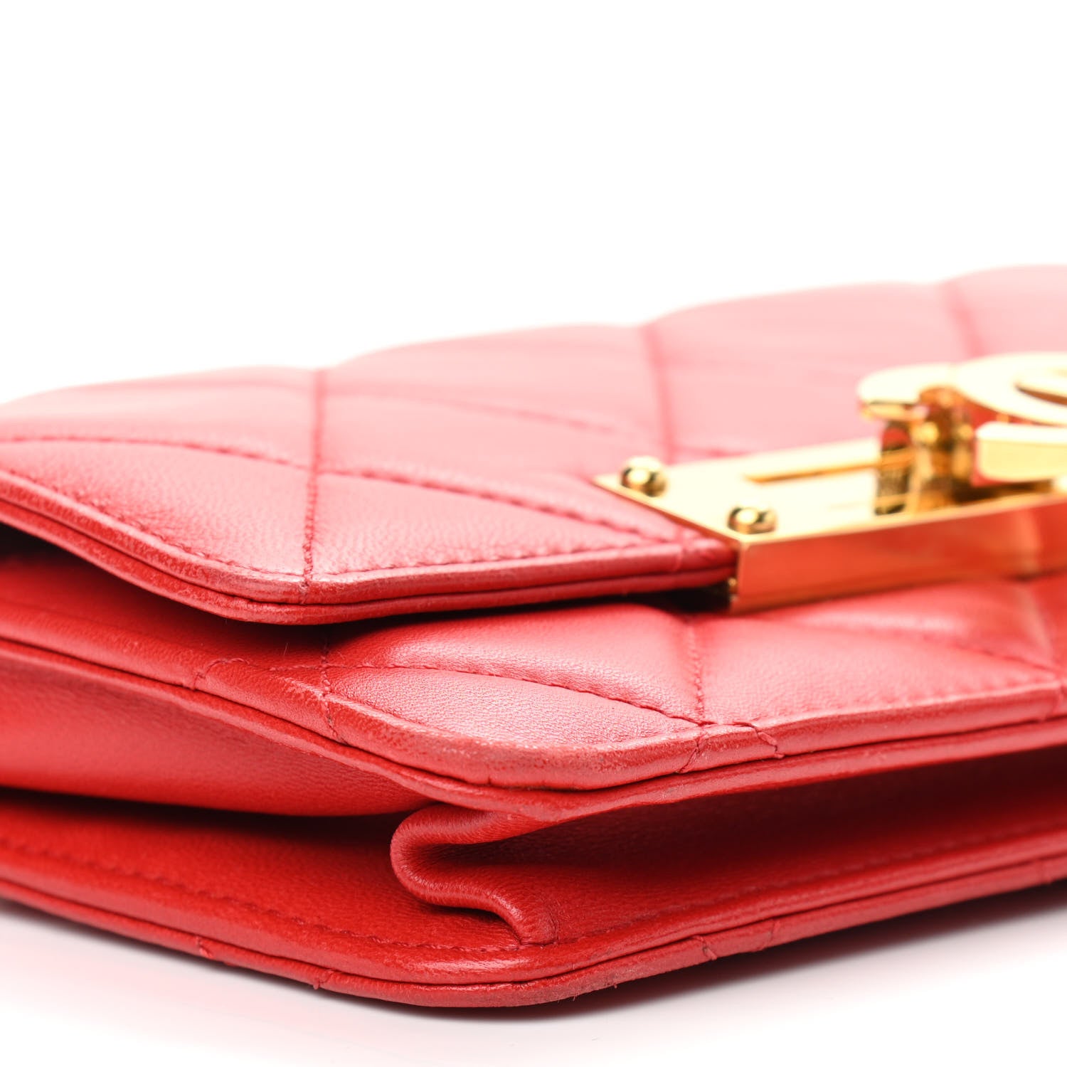 Chanel Lambskin Quilted Golden Class Wallet on Chain WOC Red 10 of 13