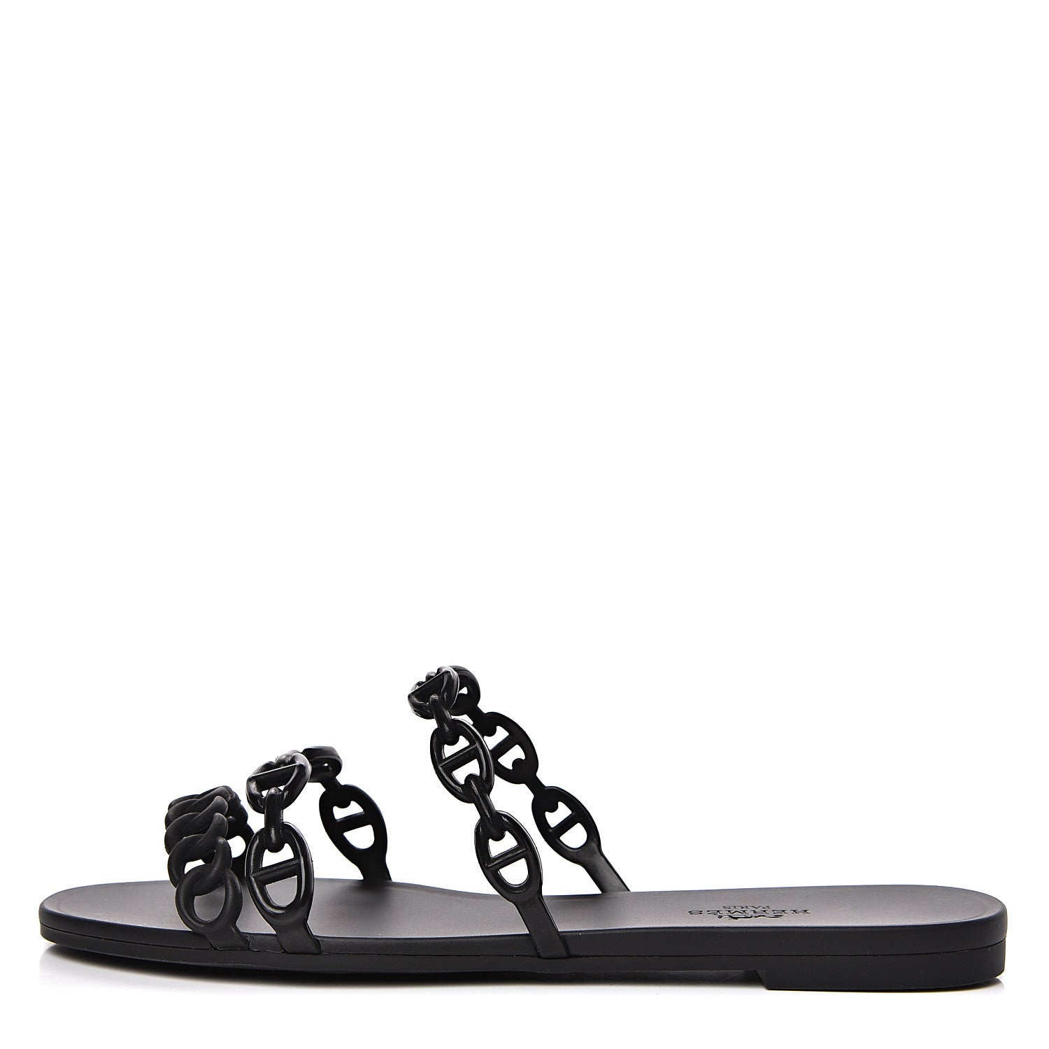 Hermes Rubber Chaine d'Ancre Rivage Sandals 37 Black 1 of 8