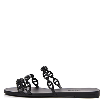 Hermes Rubber Chaine d'Ancre Rivage Sandals 37 Black 1 of 8