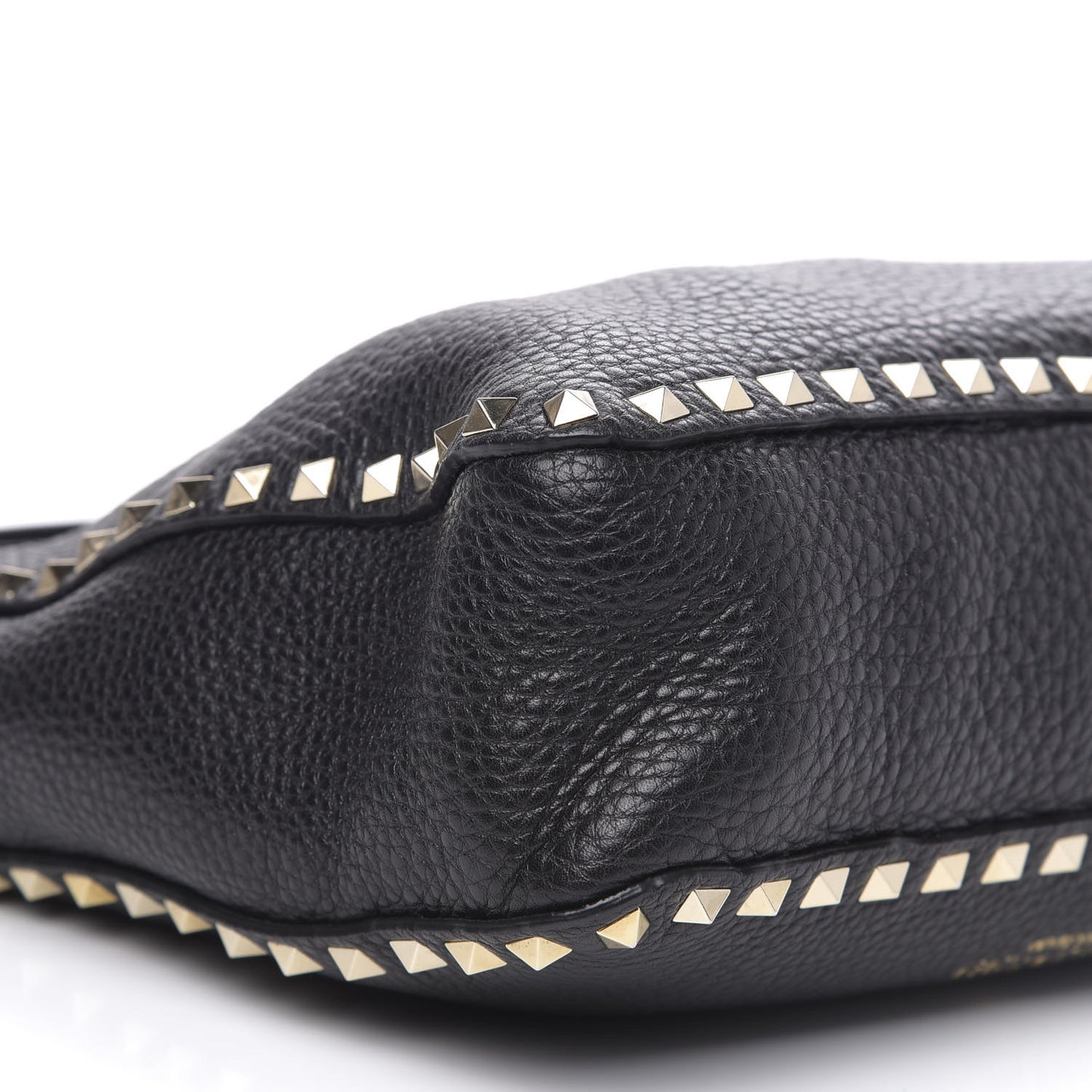 Pebbled Calfskin Small Rockstud Flip-Lock Messenger Bag Black