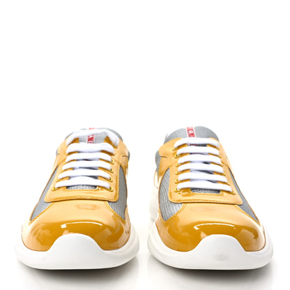 Prada Patent America's Cup Patchwork Sneakers 9 Gold Silver 2 of 10