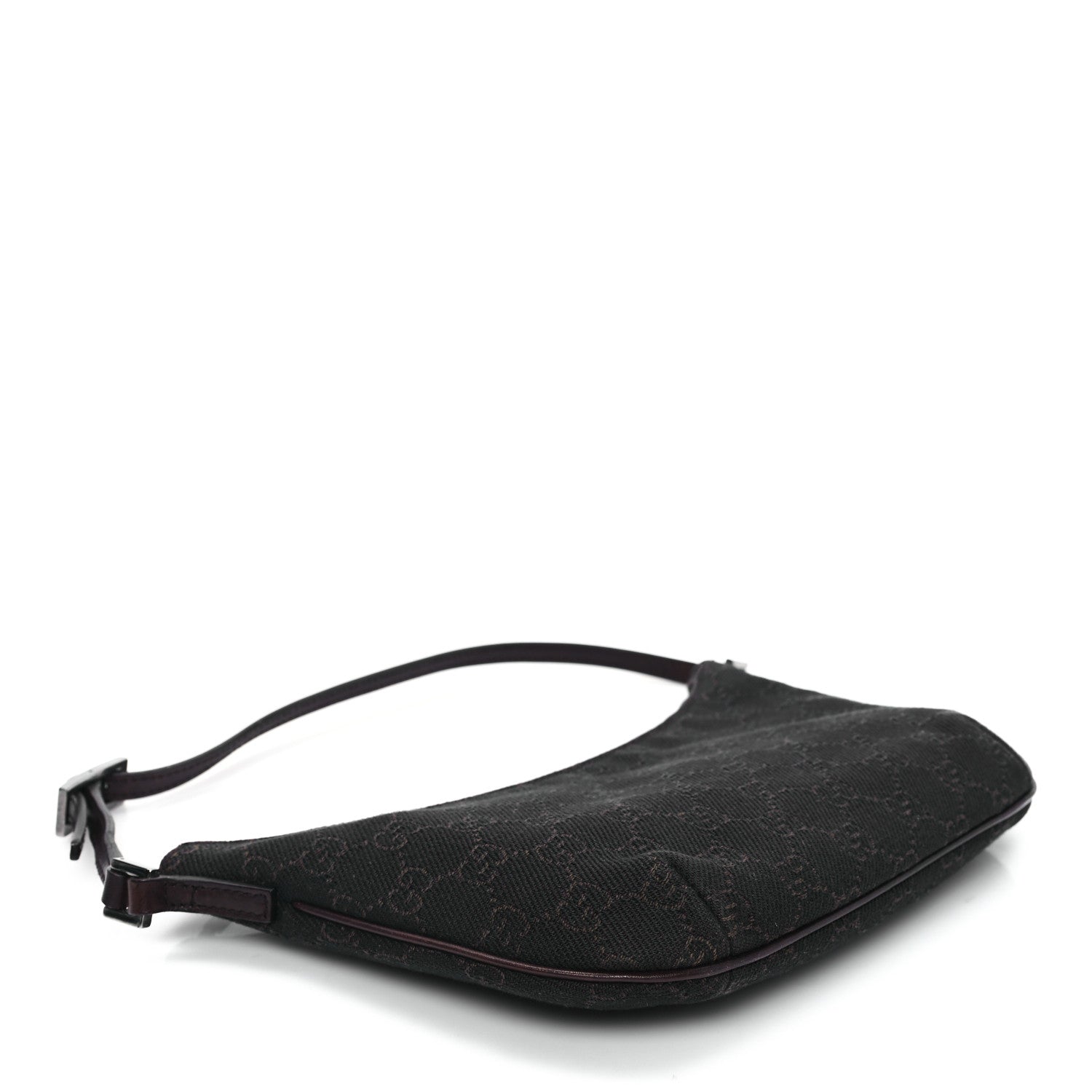 Gucci Denim Monogram Pochette Dark Brown 4 of 13