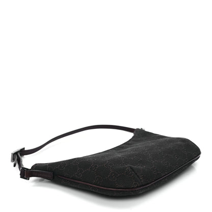 Gucci Denim Monogram Pochette Dark Brown 4 of 13
