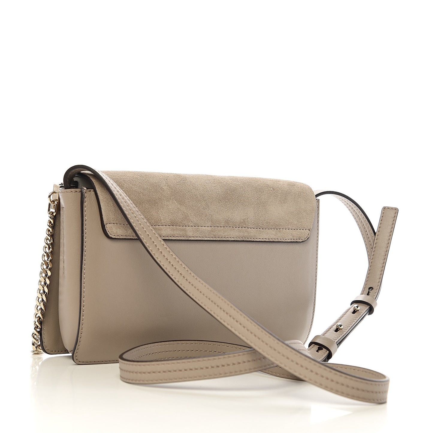 Suede Calfskin Small Faye Shoulder Bag Motty Grey